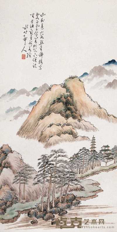 徐世昌 云间佛阁 立轴 85.5×43.5cm